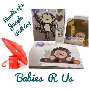 Lion Monkey Baby Room Decor Bundle Wall Clings, Light Hooks, Art Babies R Us